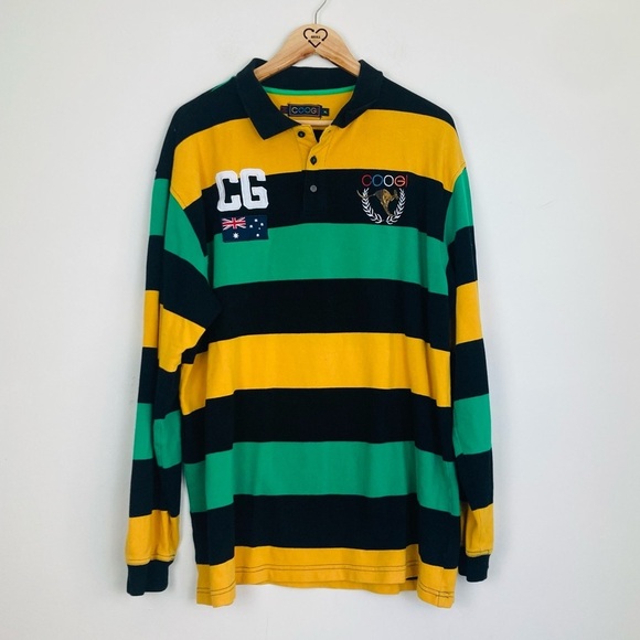 Coogi Australia rugby striped long sleeve shirt. Size XL - Picture 1 of 7